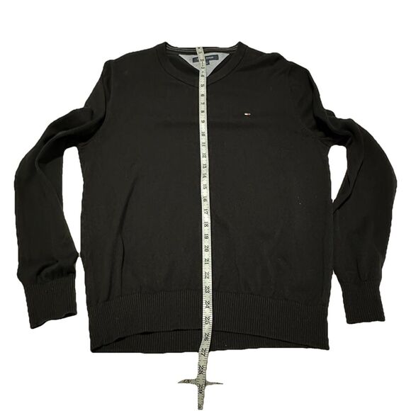 Tommy Hilfiger Sweater Pullover Mens Sz M Black V Neck Cotton Preppy Knit - Picture 5 of 8